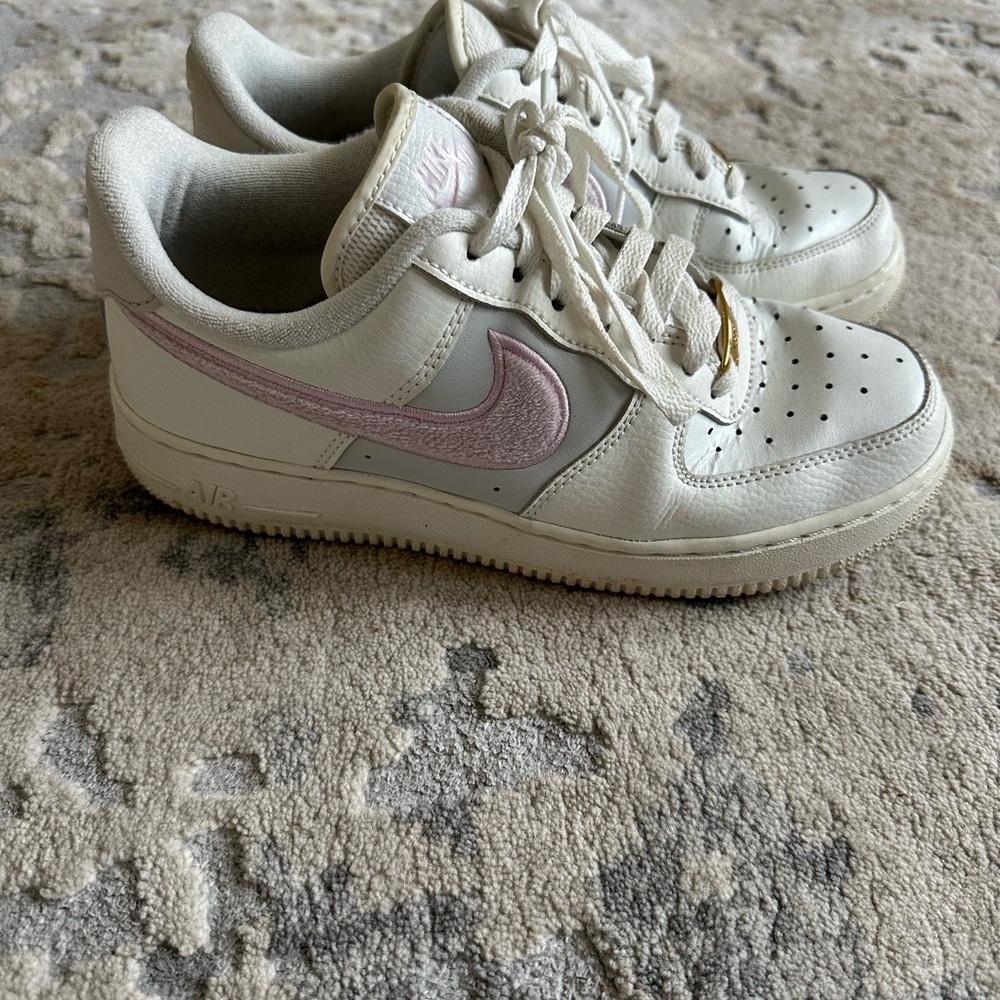 Nike Cream and Pink Air Force 1 Sneakers